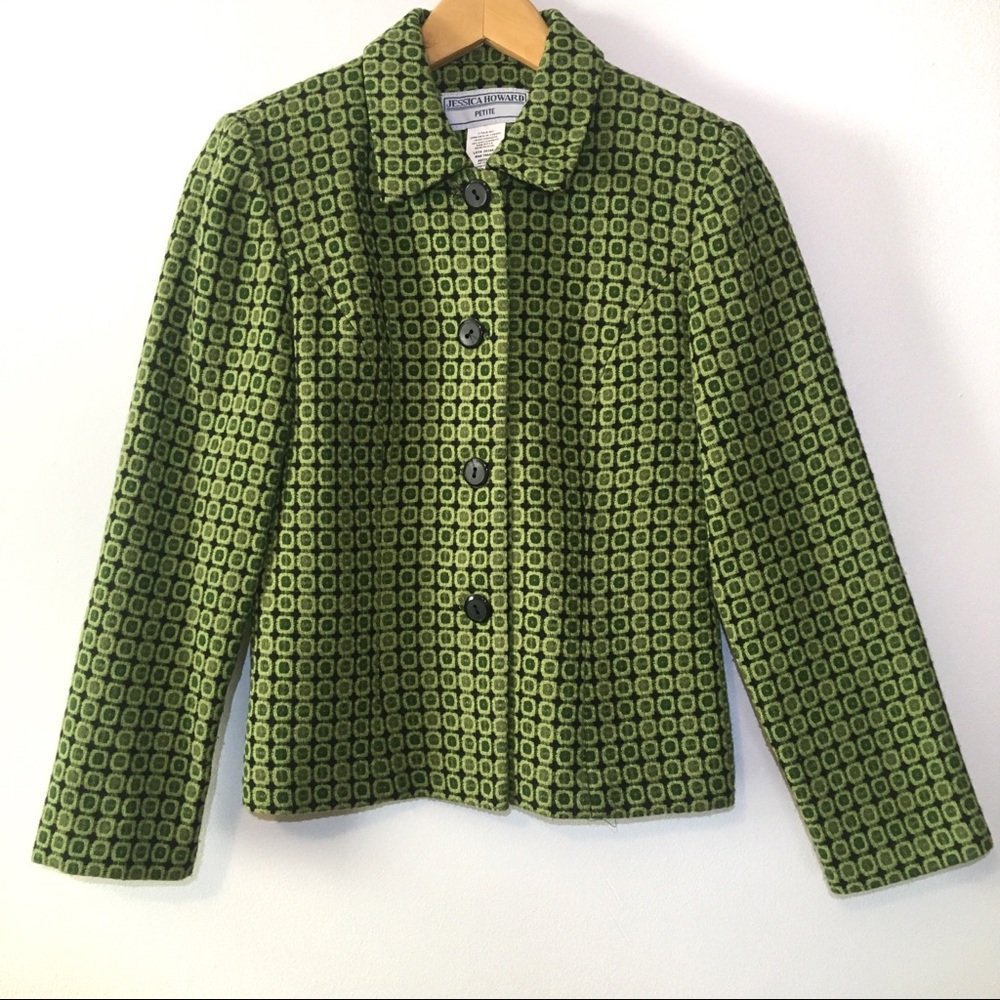 Jessica Howard | Green Patterned Blazer Size 4P